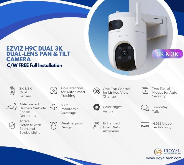 EZVIZ H9C Dual 3K Pan & Tilt WiFi Outdoor CCTV Camera with Installation 3 EZVIZ H9C Dual 3K Pan & Tilt WiFi Outdoor CCTV Camera with Installation