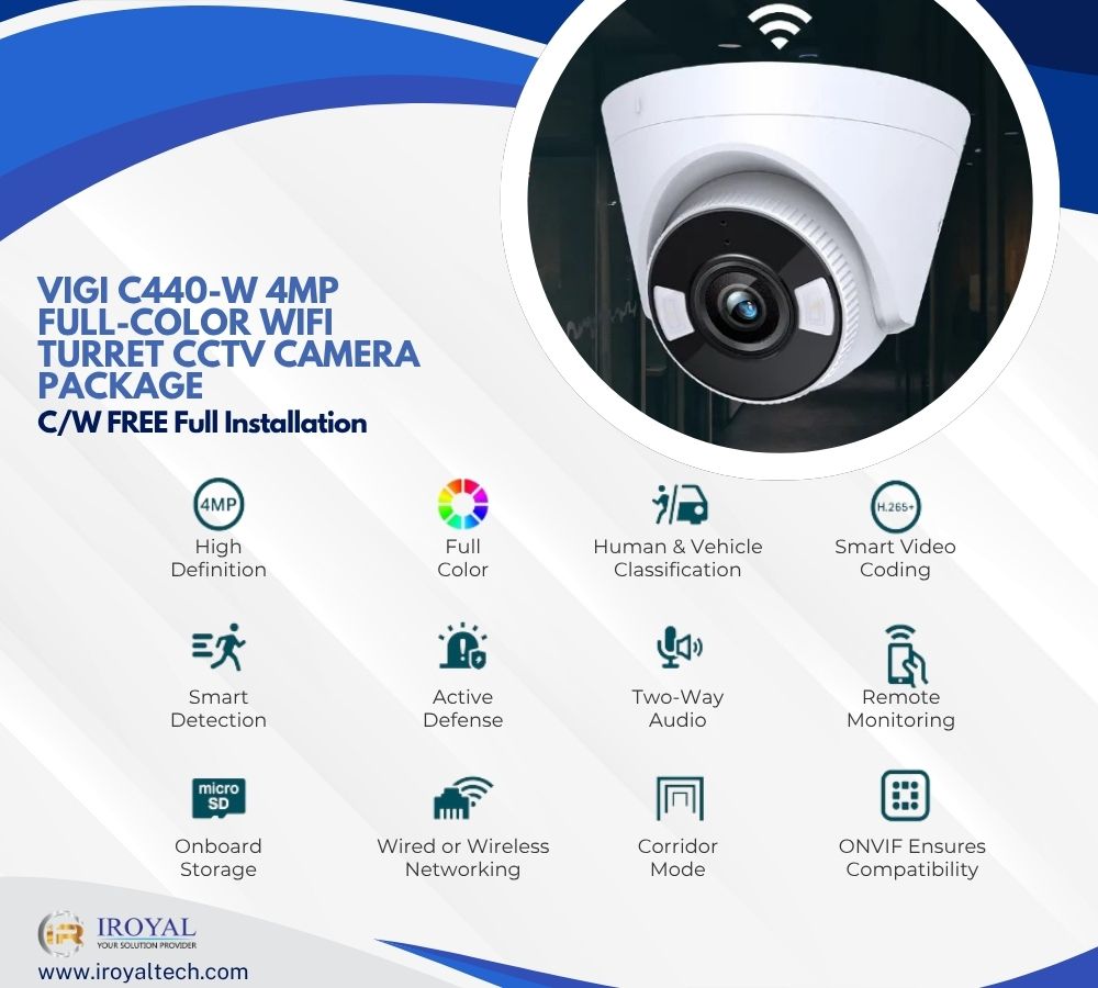 VIGI C440 W 4MP Full Color WiFi Turret CCTV Camera Package VIGI C440 W 4MP Full Color WiFi Turret CCTV Camera Package
