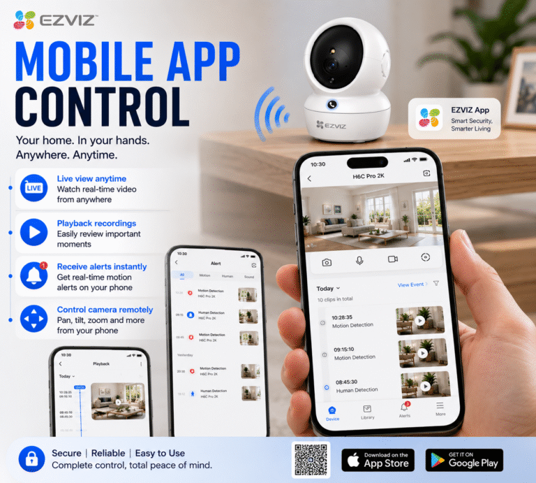 EZVIZ H6C Pro 2K Indoor Pan and Tilt WiFi CCTV Camera Tabletop Setup 9 EZVIZ H6C Pro 2K Indoor Pan and Tilt WiFi CCTV Camera Tabletop Installation Package (2)