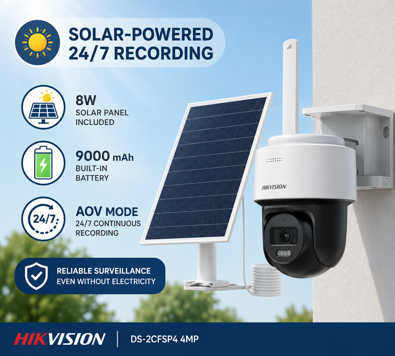 Hikvision DS-2CFSP4 4MP Solar 4G Pan and Tilt Outdoor CCTV Camera Package 3 Hikvision DS 2CFSP4 4MP Solar 4G Pan and Tilt Outdoor CCTV Camera Package (4)