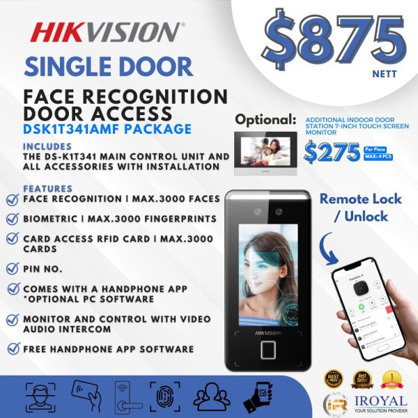 Hikvision DS K1T341AMF Double Door Access System – Facial Recognition Two Way Video Audio Intercom Biometric Card & Pin No – Weather Proof (1)