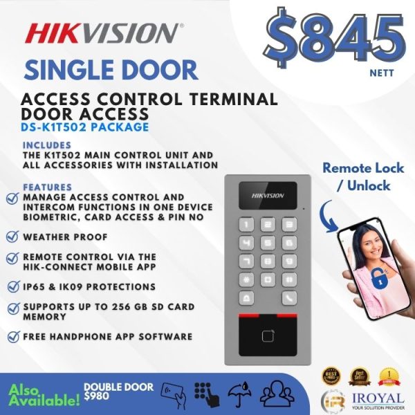 Hikvision DS K1T502 Single Door Access System – Biometric, Card & Pin No – Weather Proof – with Installation